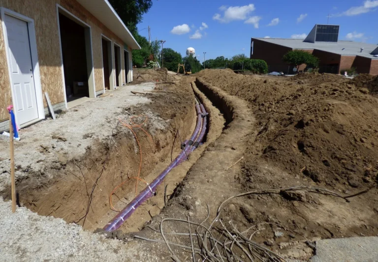 Underground utility trenching work