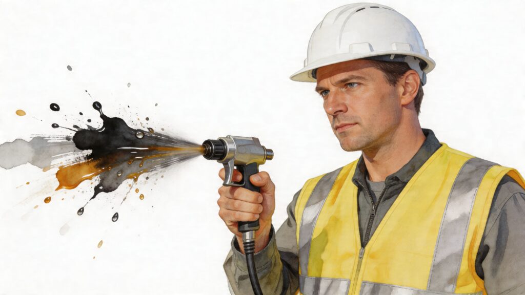 asphalt tack oil sprayer worker