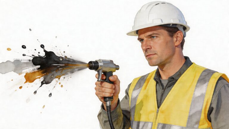 asphalt tack oil sprayer worker