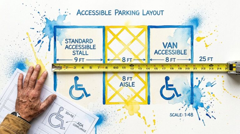 disabled parking space dimensions parking layout